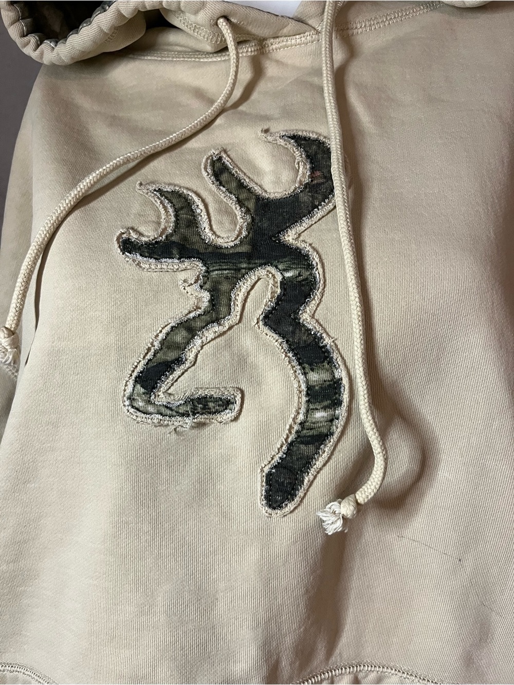Browning Mens Camo Buckmark Logo Hoodie Cream/Tan Sweatshirt Camouflage XL